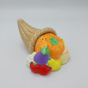 Russ Cornucopia Thanksgiving Salt Pepper Shaker Set‎ Pumpkin Fruit
